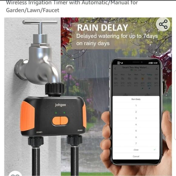Smart WiFi Water Timer 2-Zone, Sprinkler Timer with Wi-Fi Hub, 2 Outlets Bluetoo - Picture 5 of 16
